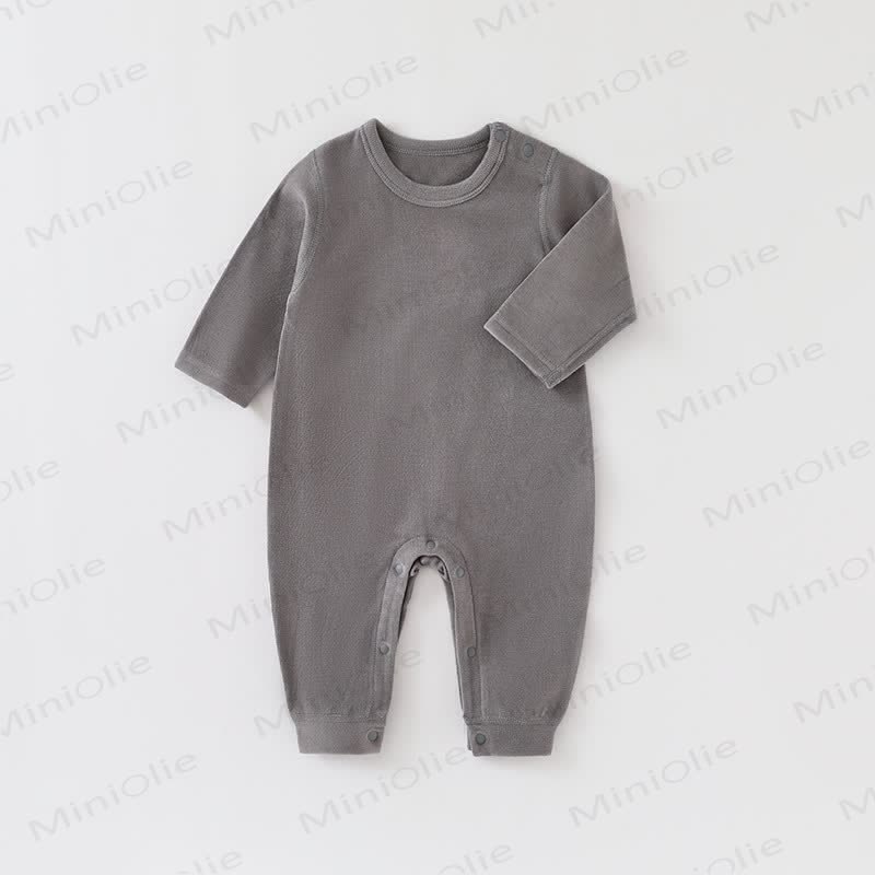Baby Solid Color Newborn Pajamas Warm Romper - Dark Gray - 18-24M - image 5