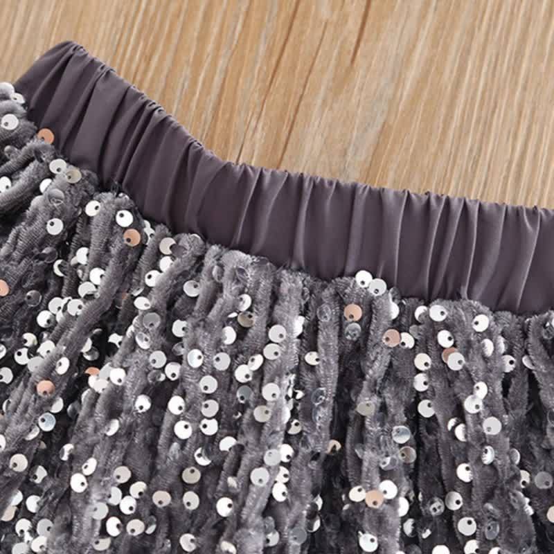 Toddler Girl Bow Sequin Cardigan and Skirt 2-piece Set - image 9
