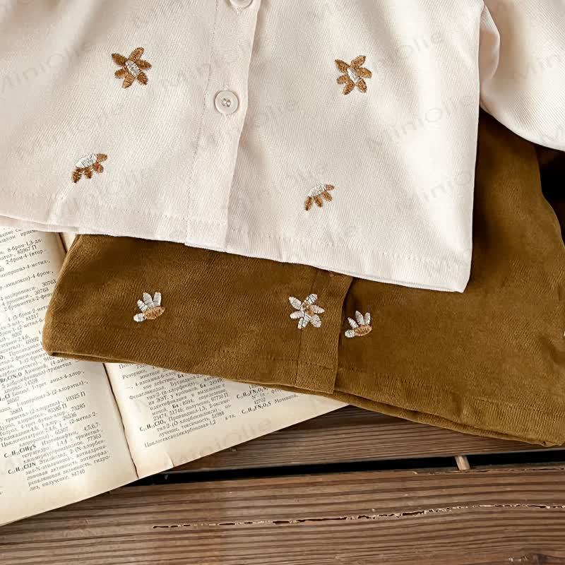 Baby Girl 2-piece Cord Embroidered Flower Set - image 13