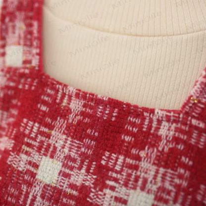 Baby Girl Bow Plaid Fleece Lined Dress - image 7