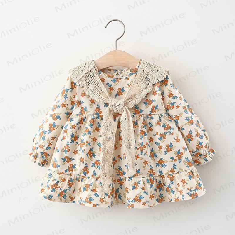 Baby Toddler Floral Dress with Shawl - Brown - 3-5T - image 4