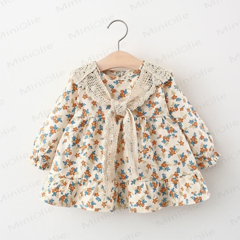 Baby Toddler Floral Dress with Shawl - Brown - 3-5T - image 4
