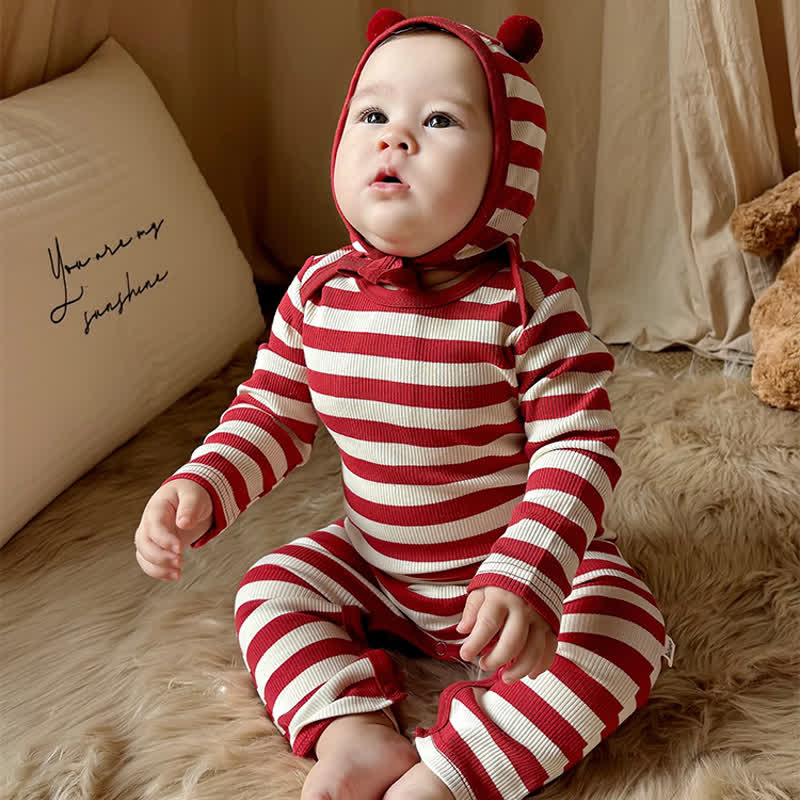 Baby Red White Stripe Onesie - image 16