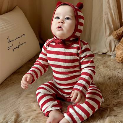 Baby Red White Stripe Onesie - image 16