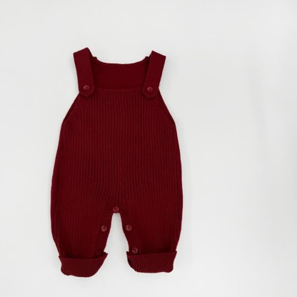 Baby Solid Color Knitted Overalls - Red - 2-3T - image 14