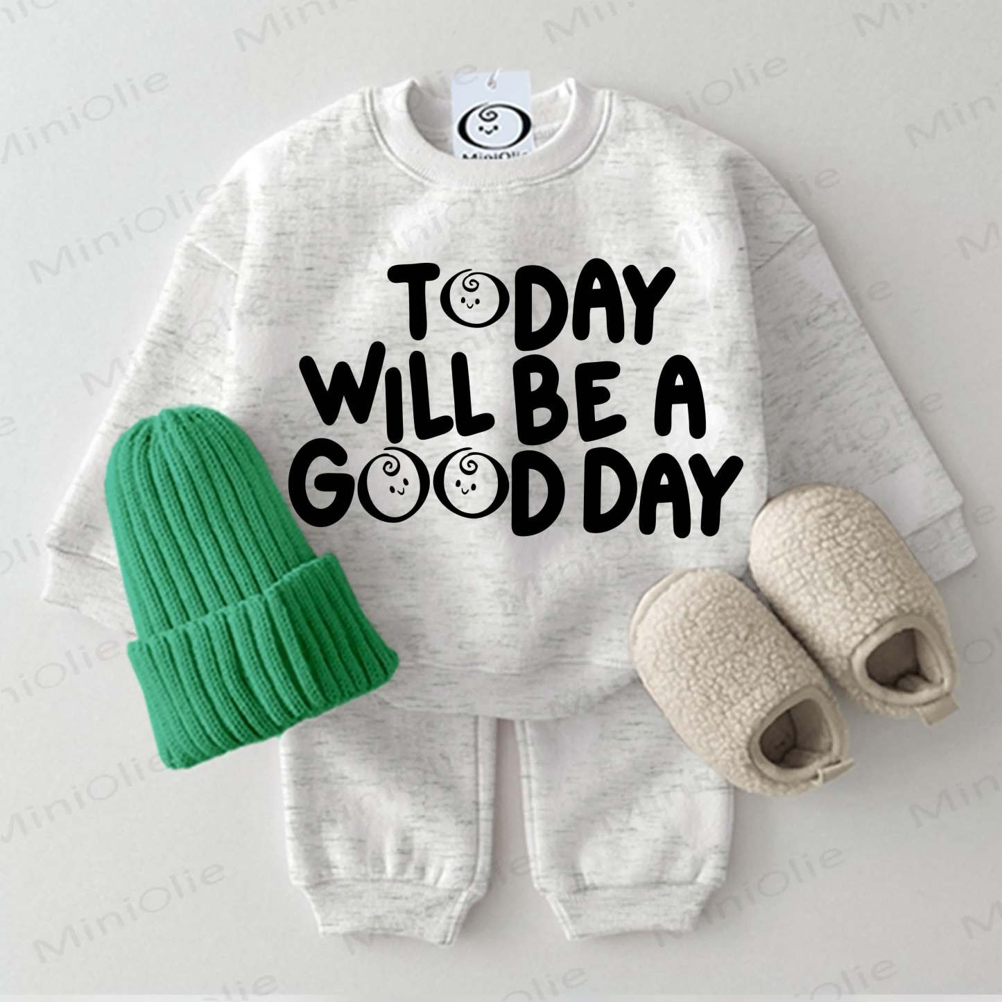 TODAY WILL BE A GOOD DAY Baby Sweatshirt 2-piece Set - Light Gray - 2-3T - image 8