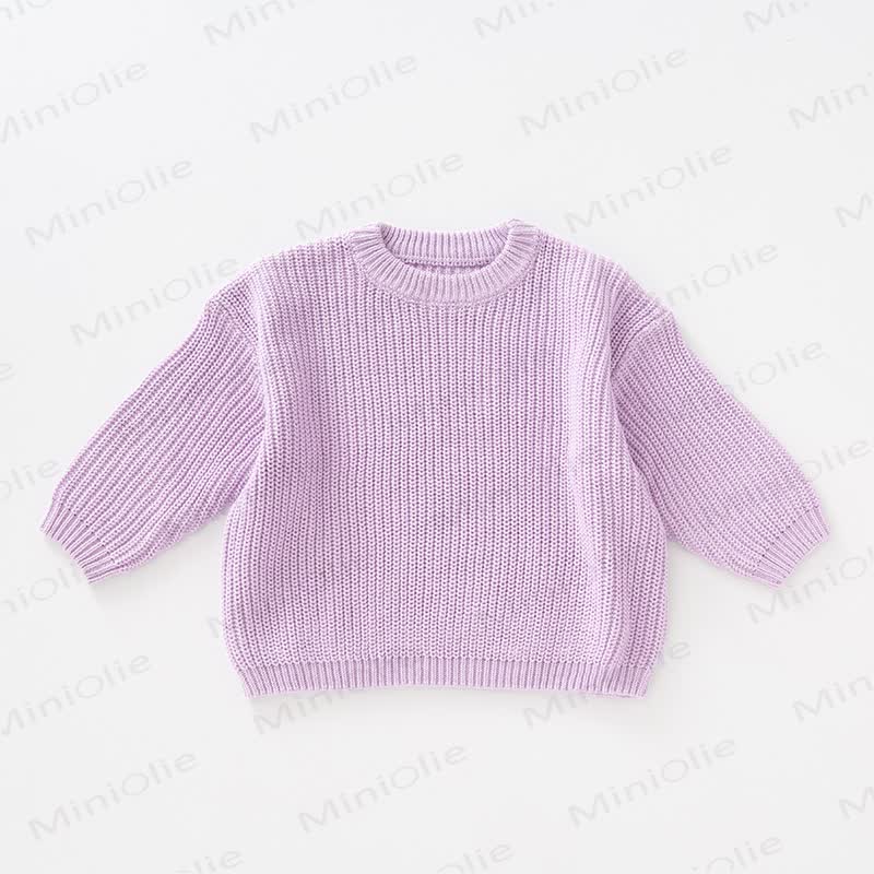 Baby Knitted Solid Color Simple Sweater - Purple - 4-5T - image 12