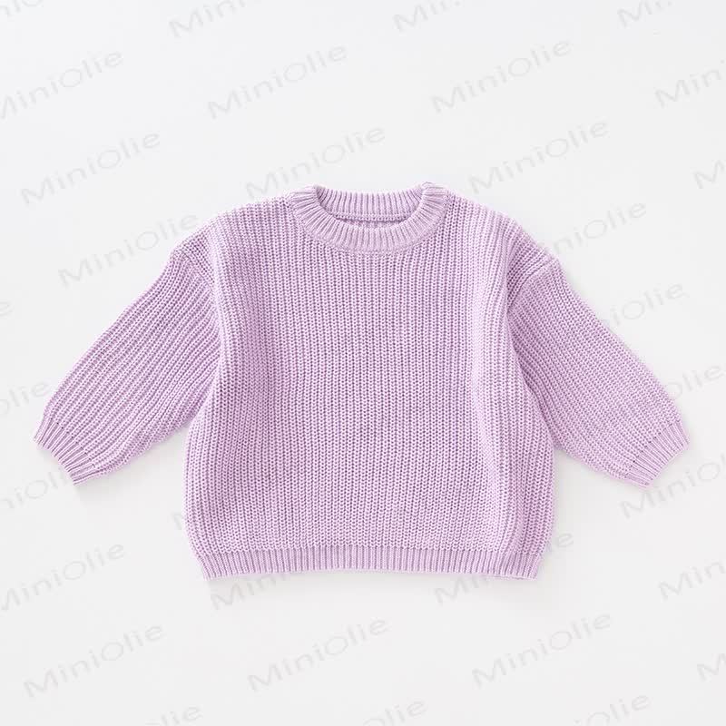 Baby Knitted Solid Color Simple Sweater - Purple - 4-5T - image 12