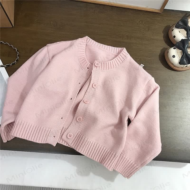 Toddler Girl Flower Beige Dress/Pink Cardigan - Pink Cardigan - 8Y - image 6