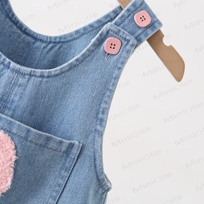 Toddler Embroidered Flower Pocket Denim Overalls - image 9