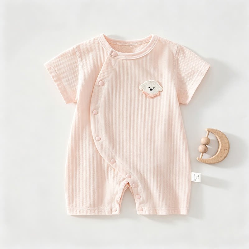 Baby Solid Color Dog Front Snaps Romper - Pink - 18-24M - image 3