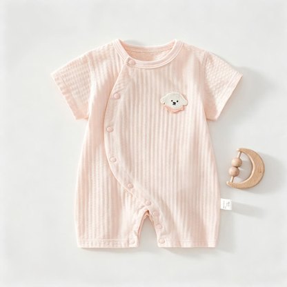 Baby Solid Color Dog Front Snaps Romper - Pink - 18-24M - image 3