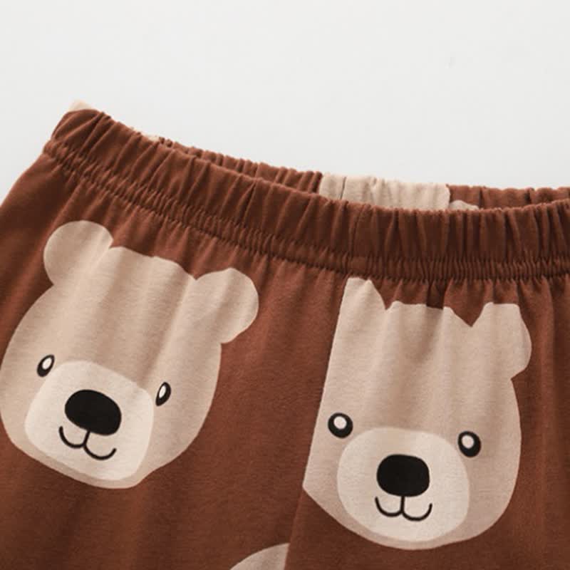 Toddler Kid Brown Bear Print Long Sleeve Loungewear Set - image 5