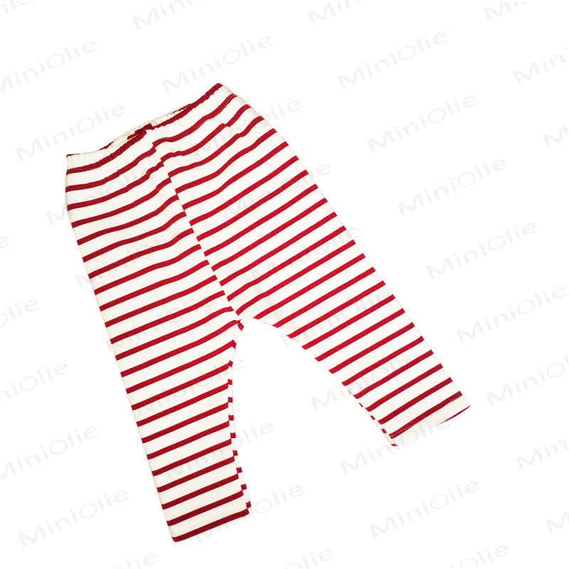 Baby Fleece Lined Striped Leggings - Red - 2-3T - image 3