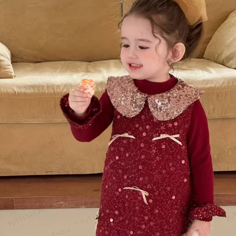 Toddler Girl Red Bow Sequins Dress & Top - Red Top - 8Y - image 5