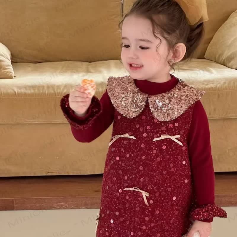 Toddler Girl Red Bow Sequins Dress & Top - Red Top - 8Y - image 5