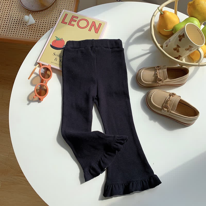 Toddler Solid Color Bell-bottomed Pants - Black - 10Y - image 9