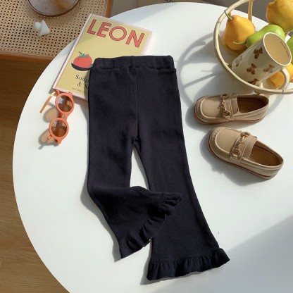 Toddler Solid Color Bell-bottomed Pants - Black - 10Y - image 9