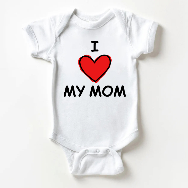 I LOVE MY MOM Baby Slogan White Bodysuit - White - 18-24M - image 1