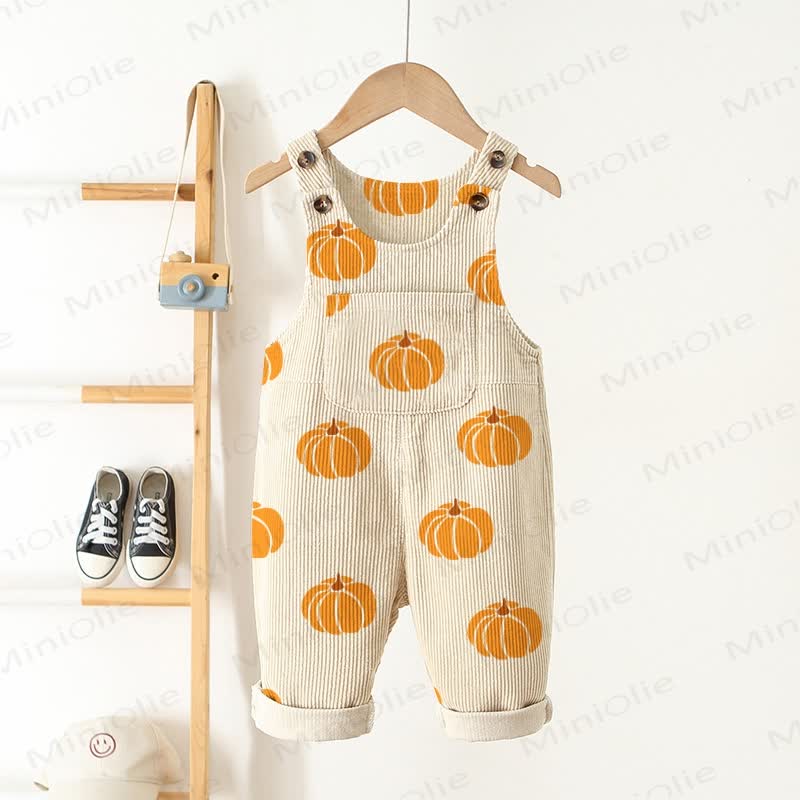 Baby Toddler Pumpkin Printed Overalls  - Beige - 3-5T - image 1