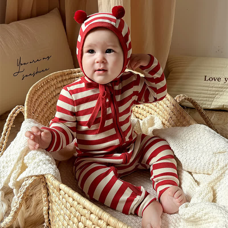Baby Red White Stripe Onesie - image 11