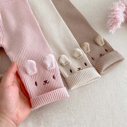 Baby Toddler Girl Embroidered Bunny Knitted Leggings - image 8