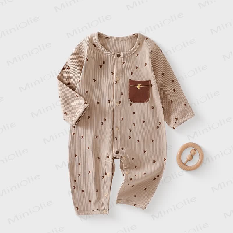 Baby Star And Moon Print Newborn Romper - Brown - 18-24M - image 3