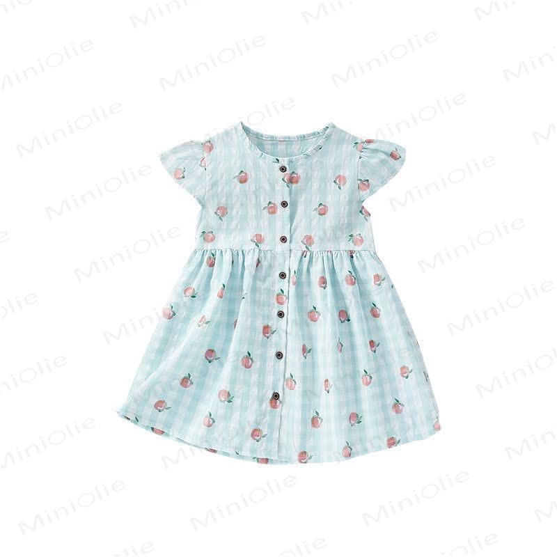Toddler Green Plaid Peach Lovely Dress - image 8
