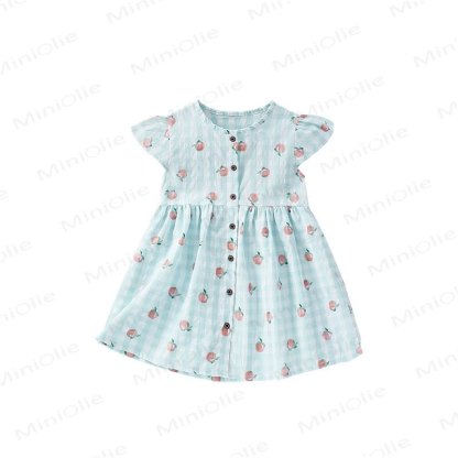 Toddler Green Plaid Peach Lovely Dress - image 8