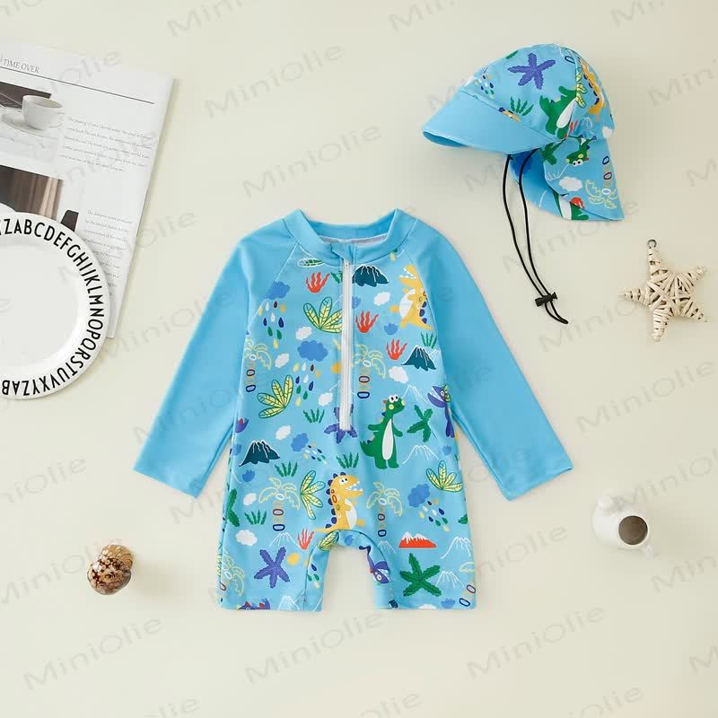 Baby Toddler Boy Dinosaur Shark Swimsuit with Hat - image 12