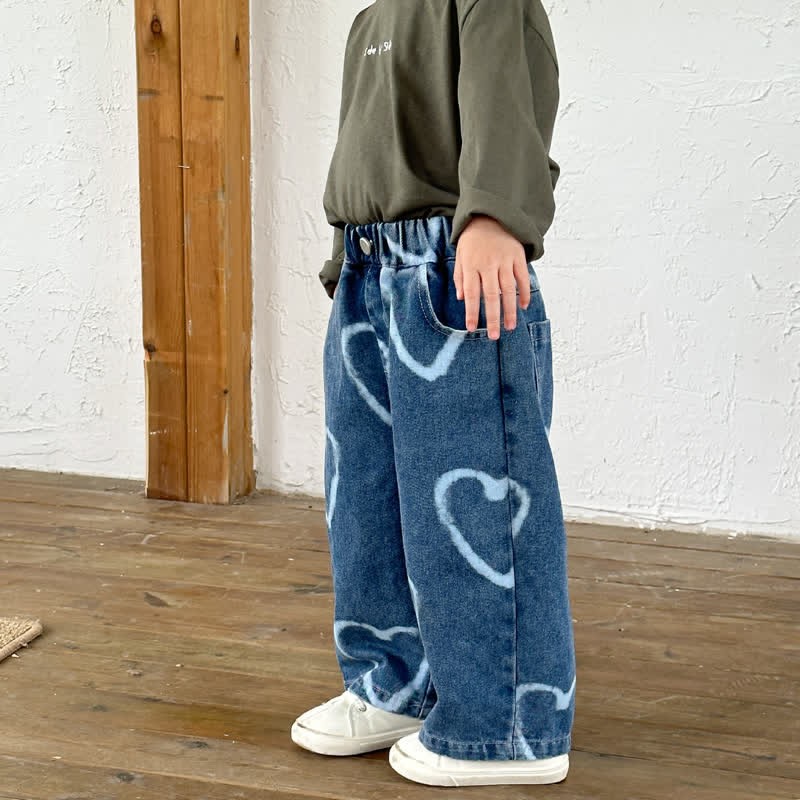 Toddler Lovely Heart Denim Loose Pants - image 17