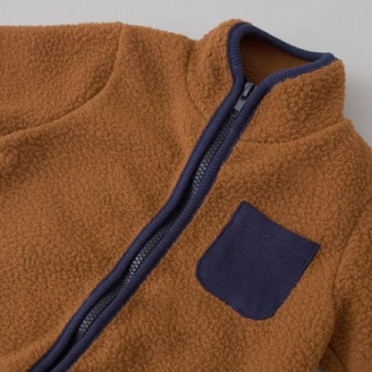 Baby Contrast Color Fleece Romper - image 13