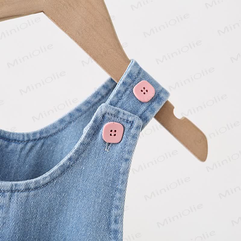 Toddler Embroidered Flower Pocket Denim Overalls - image 8