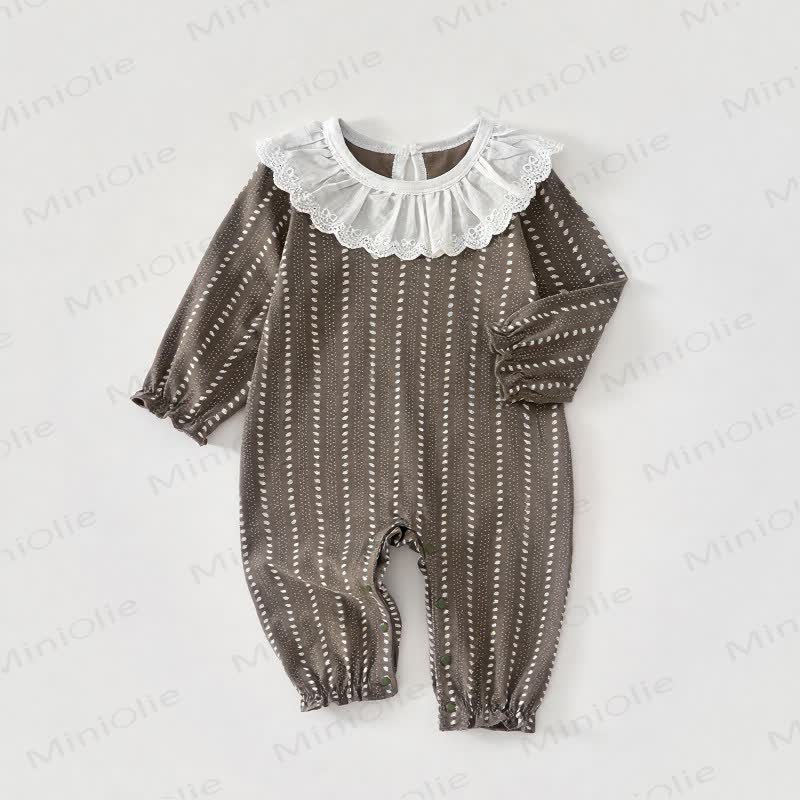 Baby Lace Collar Cotton Romper - Coffee - 18-24M - image 5