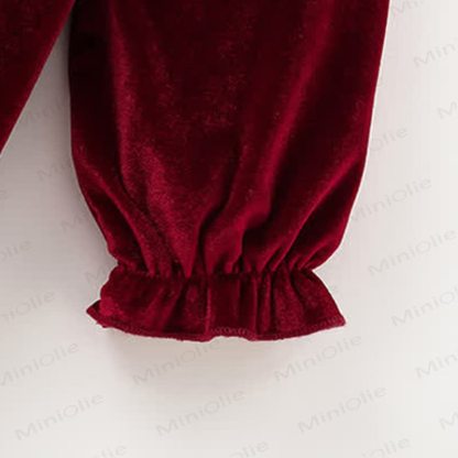 Baby Toddler Girl Red Velvet Dress With A Hat - image 7