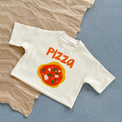 PIZZA Baby Slogan White Summer Casual T-Shirt - White - 2-3T - image 1
