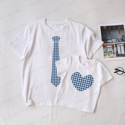 White Family Plaid Tie or Heart Print Matching T-Shirt - White - Adult T-Shirt: XL - image 1