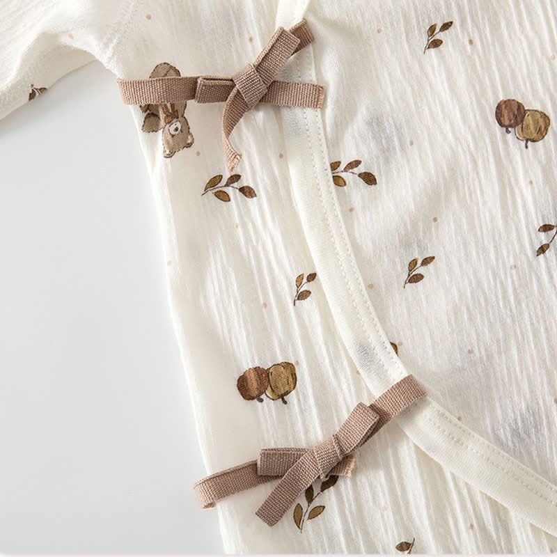 Baby Bowknot Dot/Bear Front Placket Button Romper - image 6