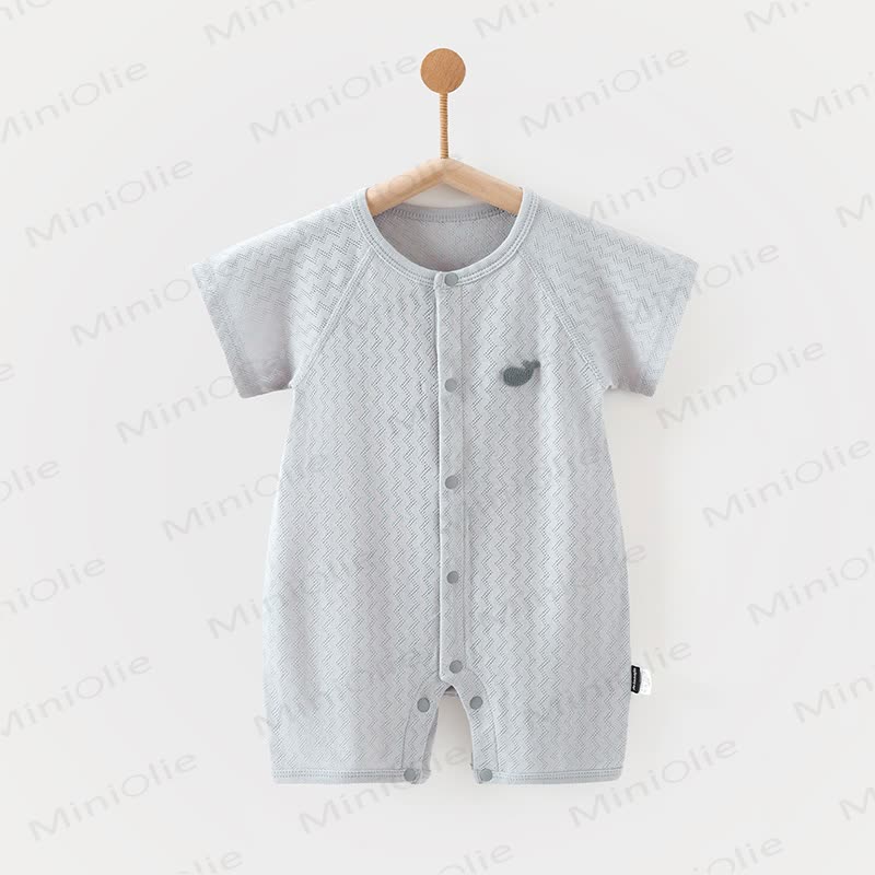 Baby Pure Cotton Textured Romper - Blue - 18-24M - image 4