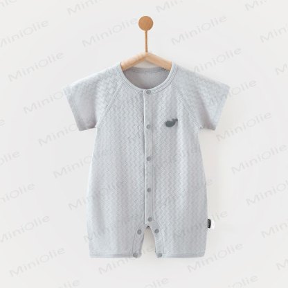 Baby Pure Cotton Textured Romper - Blue - 18-24M - image 4