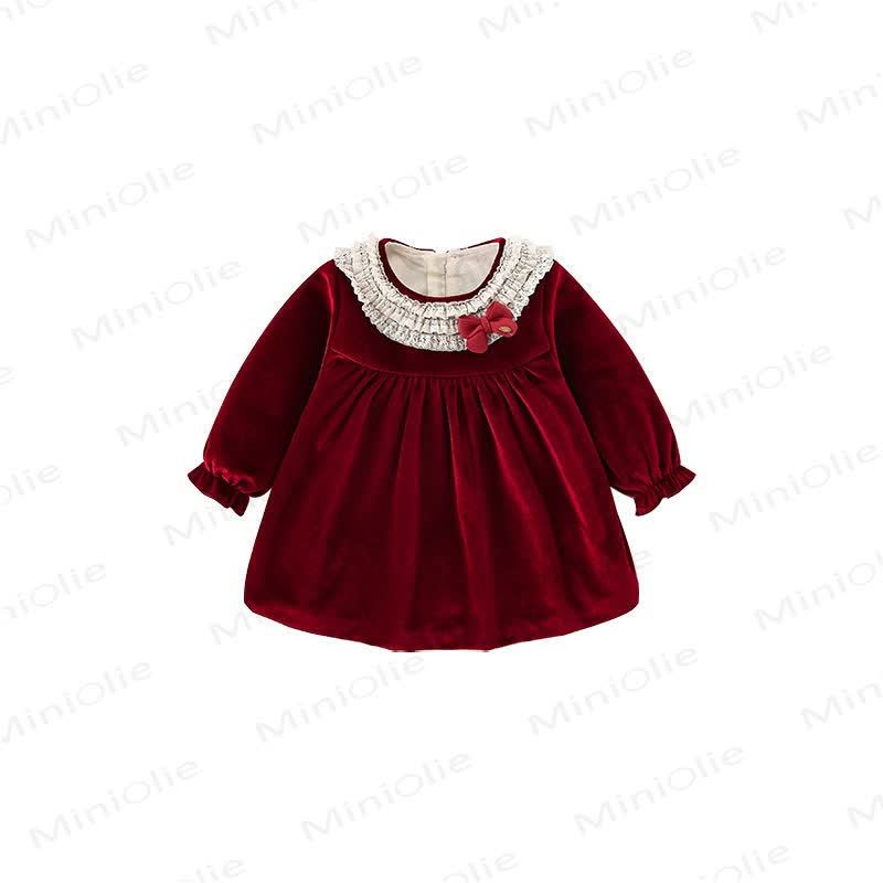 Baby Toddler Girl Red Velvet Dress With A Hat - image 4