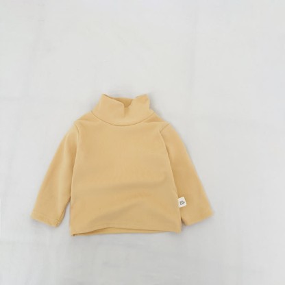  Baby Turtleneck Comfortable Solid Color T-shirt - Yellow - 3-5T - image 13