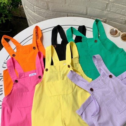 Toddler Solid Color Youthful Overalls - image 8