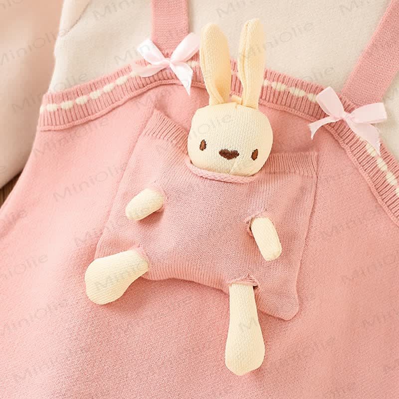 Toddler Girl Bow Bunny Knitted Dress - image 4