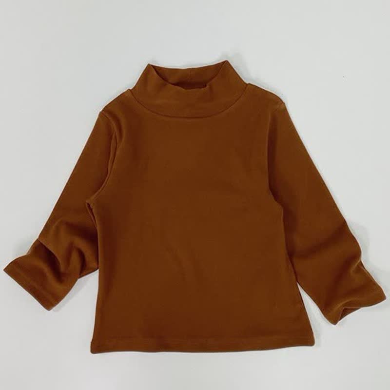 Kid Turtleneck Solid Color T-shirt - Caramel - 8Y - image 5