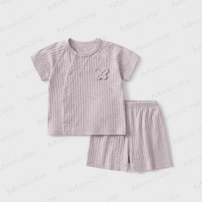 Baby Solid Color Short-Sleeve Set - Purple - 3-4T - image 5