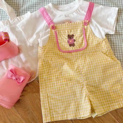 Baby Toddler Plaid Bear Overalls - image 6