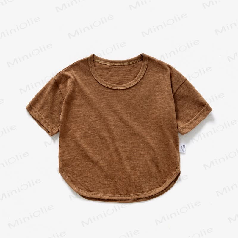 Baby Toddler Solid Color Summer T-shirt - Brown - 4-5T - image 5
