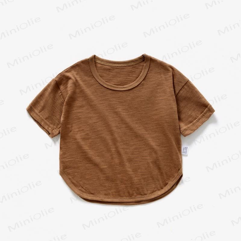 Baby Toddler Solid Color Summer T-shirt - Brown - 4-5T - image 5