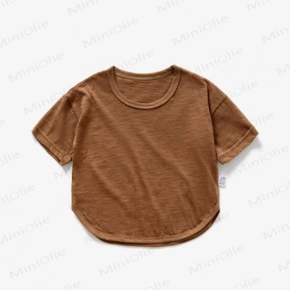 Baby Toddler Solid Color Summer T-shirt - Brown - 4-5T - image 5
